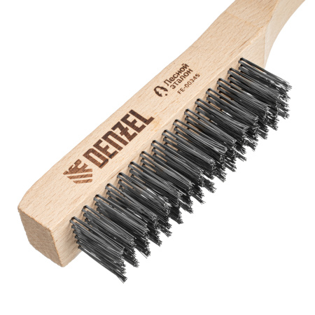 Щетка зачистная 6-и рядная, прямая проволока из нержавеющей стали с деревянной ручкой, EFP// Denzel