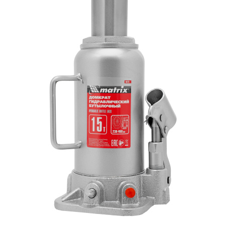 Домкрат гидравлический бутылочный, 15 т, высота подъема 230-460 мм Matrix цена
