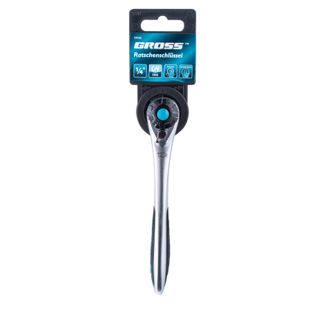 Ключ-трещотка 1/4", CrV, 120 зубьев, с быстрым сбросом, цельнометаллический, хром Gross