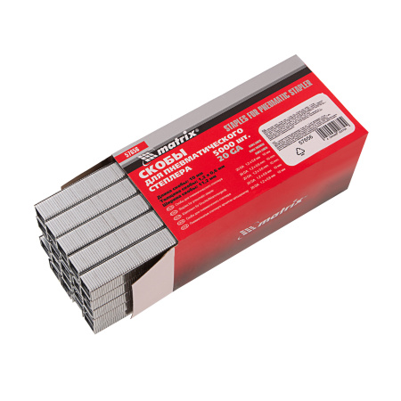 Скобы для пневматического степлера, 10 мм, ширина 1.2 мм, толщина 0.6 мм, ширина скобы 11.2 мм, 5000 шт Matrix цена