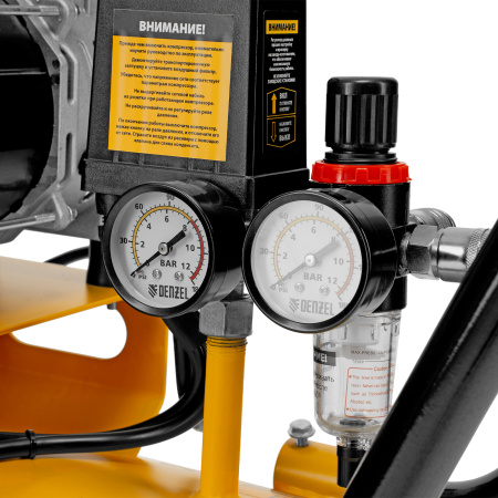 Компрессор безмасляный, малошумный DLS 1800/100,1800 Вт, 3x600, 100 л, 345 л/мин Denzel