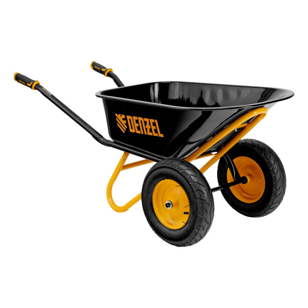 Тачка строительная, усиленная, объем 120 л, 350 кг, двухколесная, колесо 16х4.00-8 Denzel цена