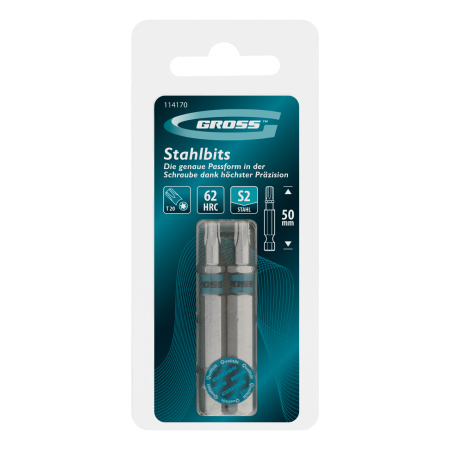 Бита Torx 20х50мм, сталь S2, шестигр., 2 шт. Gross