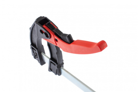 Струбцина реечная быстрозажимная, пластиковый корпус рычажно-храповой механизм, 100 х 90 х 195 мм, штанга 5 х 20 мм Matrix цена