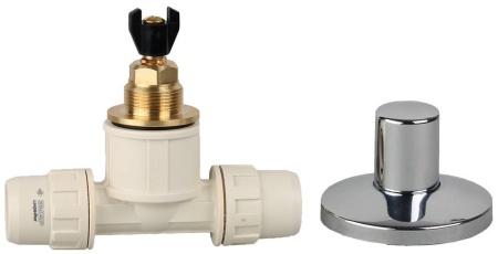 Кран ЗУБР ″ШиреФит″ запорный в сборе ″штуцер с гайкой - кран запорный - штуцер с гайкой″, 20мм