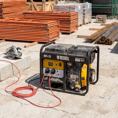 Генератор дизельный DES-32, 3,2 кВт, 230 В, 11 л, ручной стартер Denzel