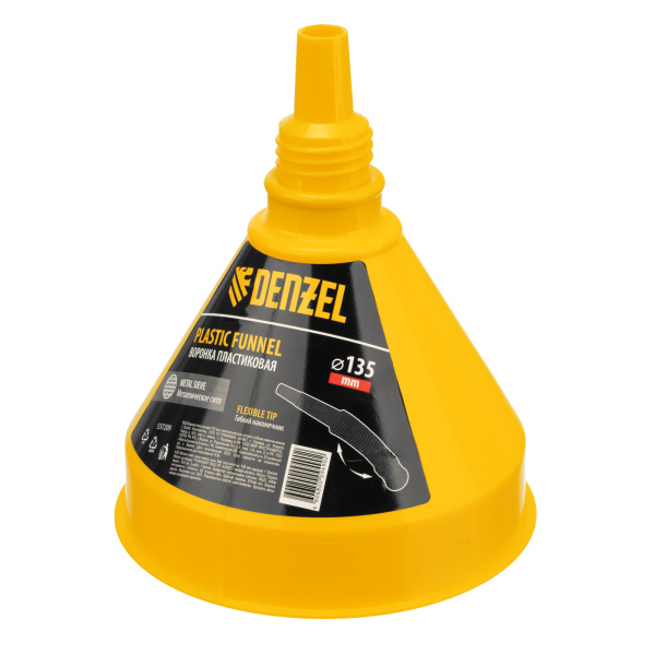 Воронка пластиковая 135 мм с металлическим ситом и гибким наконечником Denzel цена