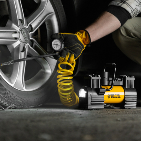 Компрессор автомобильный AC-75, 12 В, 10 атм., 75 л/мин, LED Denzel цена