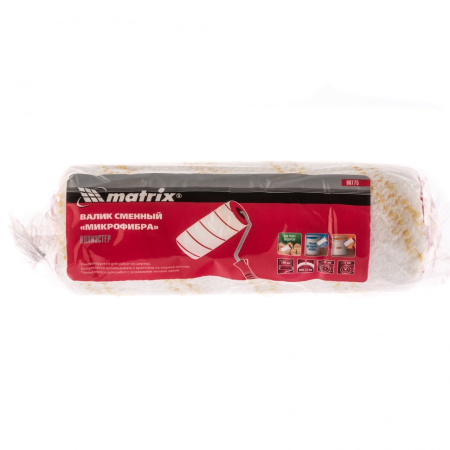 Валик сменный "Микрофибра", 180 мм, ворс 12 мм, D 48 мм, D ручки 8 мм, полиэстер Matrix цена