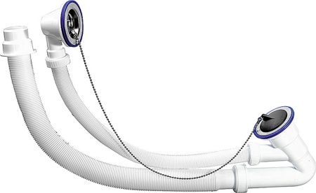 Сифон ЗУБР ″ЭКСПЕРТ″ для ванн с выпуском и нержавеющими чашками