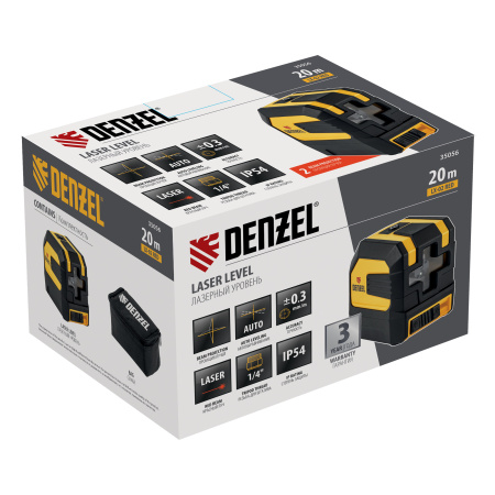 Лазерный уровень LX 02 Red, 20 м, 635 нм, резьба 1/4" Denzel цена