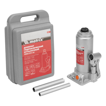 Домкрат гидравлический бутылочный, 6 т, h подъема 216-413 мм, в пластиковом кейсе Matrix цена