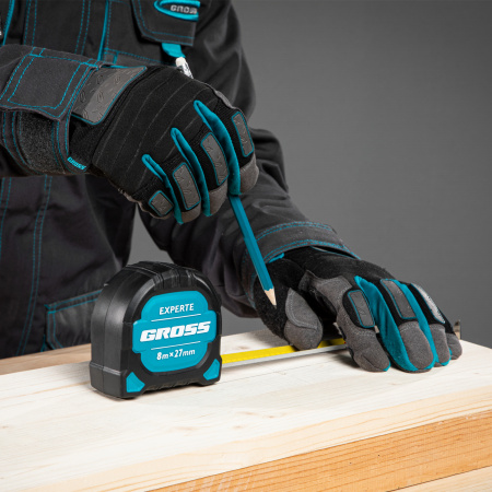 Рулетка Experte,8 м x 27 мм,двухкомпонентный корпус,магнит,двухсторонняя разметка,нейлон Gross цена