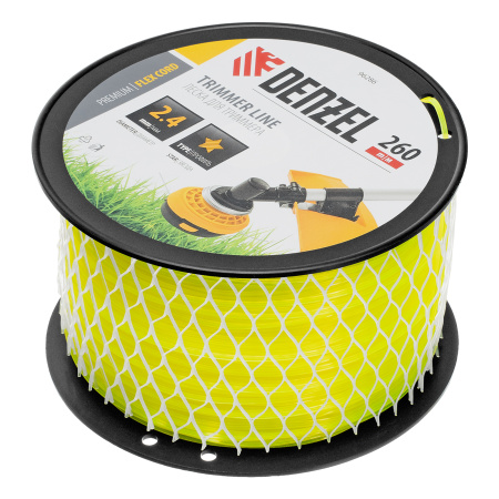 Леска для триммера звезда, 2,4мм х 260м, на DIN катушке FLEX CORD Denzel цена