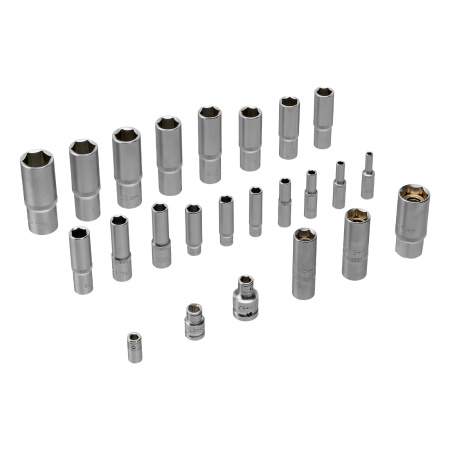 Набор инструментов, 1/2", 1/4", 3/8", CrV, S2, пластиковый кейс, 216 предметов Denzel