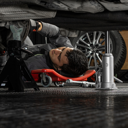 Домкрат гидравлический бутылочный, 3 т, высота подъема 194-372 мм, в пластиковый кейсе Matrix цена