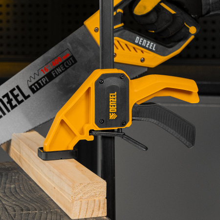 Струбцина F-образная, быстрозажимная, 450 х 80 мм, усиленный нейлоновый корпус Denzel цена