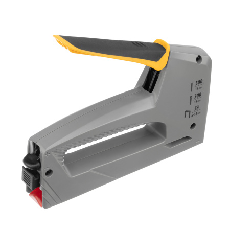 Степлер мебельный, пластиковый корпус, тип 53, 6-14 мм, тип 300, 15 мм, тип 500, 15 мм Denzel цена