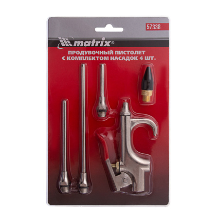 Набор продувочный пистолет, пневмат. в комплекте с насадками, 4 шт Matrix цена
