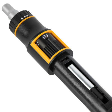 Отвертка реверсивная с револьверным механизмом, 11 шт, сталь S2  Denzel