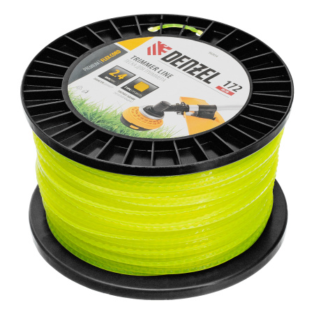 Леска для триммера зубчатый квадрат, 2,4мм х 172м, на DIN катушке FLEX CORD Denzel цена
