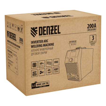 Аппарат инвертор. дуговой сварки SDR-205 Ultra, 200 А, ПВ 60% Denzel