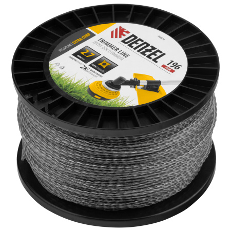 Леска для триммера двухкомпонентная витой квадрат, 2,7мм х 196м, на DIN катушке EXTRA CORD Denzel цена