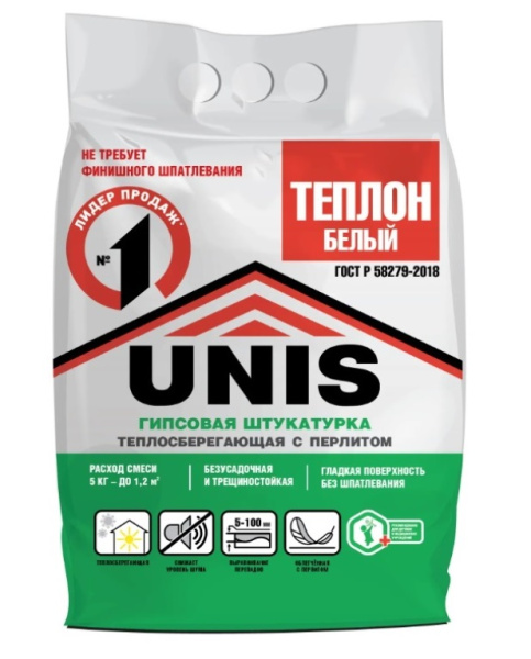 Штукатурка гипсовая Юнис Теплон белый 5 кг