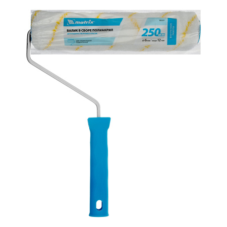 Валик для внутренних работ синтетический, 250 мм, ворс 12 мм, D 36 мм, D ручки 6 мм, полиакрил Matrix цена