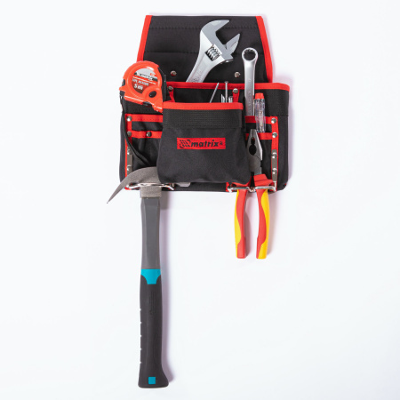 Подсумок поясной, 8 карманов, держатель для молотка, для клещей Matrix цена