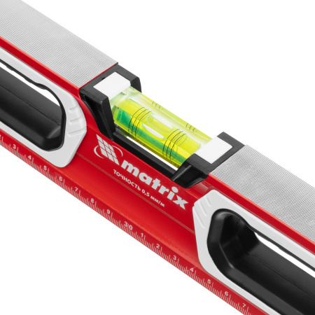 Уровень алюминиевый, магнит, фрезерованный, 3 глазка (1 зеркальный) двухкомпонентные рукоятки, 600 мм Matrix цена