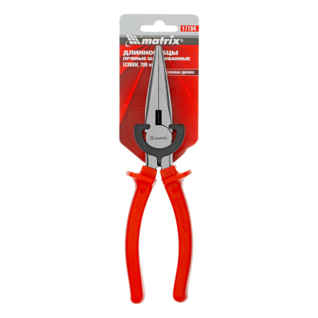 Длинногубцы прямые Econom, 200 мм, шлифованные, пластмассовые рукоятки Matrix
