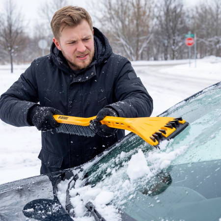Щетка-сметка со скребком 590 мм Denzel цена
