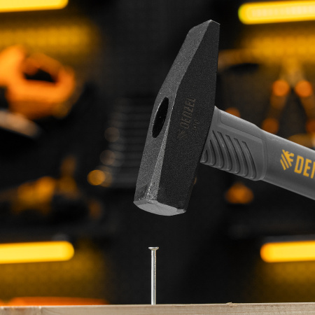 Молоток слесарный, 400 г, кованый, фибергласовая рукоятка c TPR покрытием Denzel