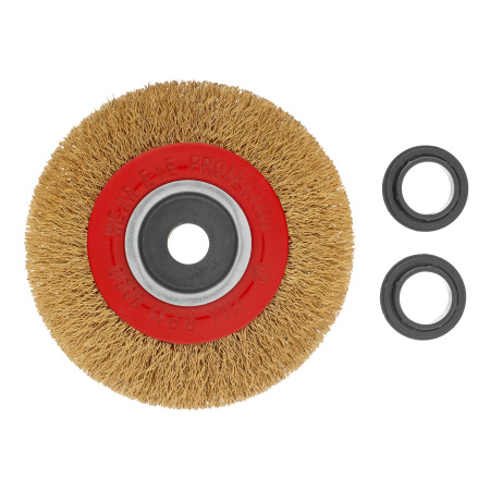 Щетка для точила, 100 мм, посадка 20 мм, плоская, латунир. витая проволока Matrix