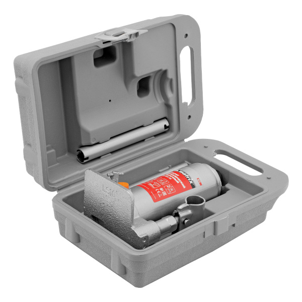 Домкрат гидравлический бутылочный, 4 т, h подъема 194-372 мм, в пластиковом кейсе Matrix цена