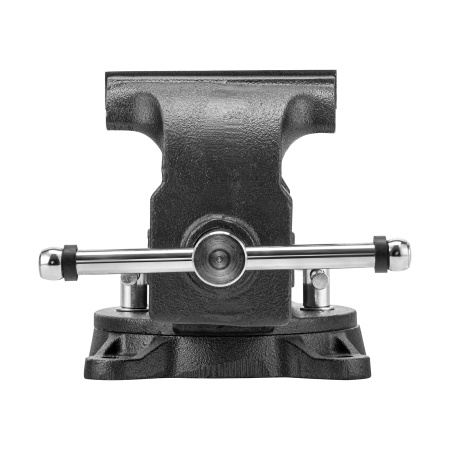 Тиски слесарные BVH-125, 125 мм, поворотные, стальная направляющая, с наковальней //Denzel