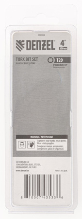 Бита T20x100 мм, 5 шт. Denzel