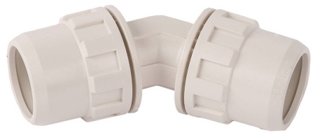 Соединитель ЗУБР ″ШиреФит″ угловой 45° ″штуцер с гайкой - штуцер с гайкой″, 32мм