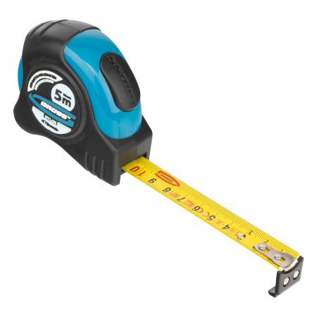 Рулетка "Schlagfest",5 м x 19 мм,магнитный обрезиненный зацеп,двусторонняя шкала,Нейлоновое покрытие,автоматическая фиксация Gross цена