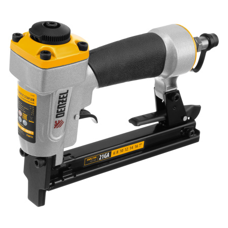 Степлер пневматический PS8016 для прямоугольных скоб 21GA от 6 до 16 мм Denzel цена