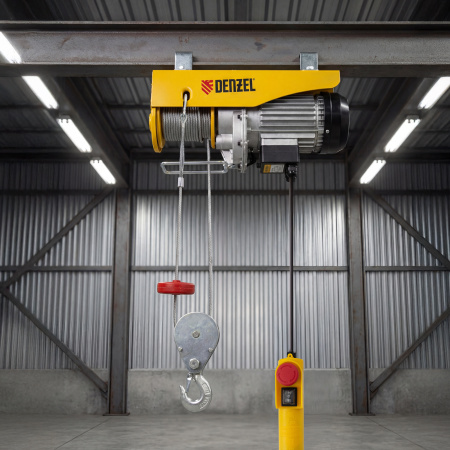 Тельфер электрический TF-800, 0.8 т, 1300 Вт, высота 12 м, 8 м/мин Denzel цена