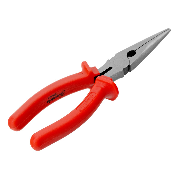 Длинногубцы прямые Econom, 200 мм, шлифованные, пластмассовые рукоятки Matrix