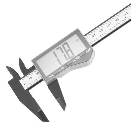 Штангенциркуль пластиковый, 150 мм, электронный, большой дисплей, с глубиномером Denzel цена
