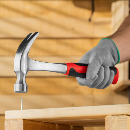 Молоток-гвоздодер, 450 г, цельнометаллический, двухкомпонентная рукоятка Matrix