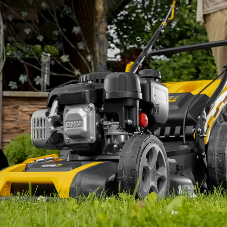 Газонокосилка бензиновая GLR-460SP-ZS, 149 см3, ширина 46 см, привод, травосборник 65 л Denzel цена