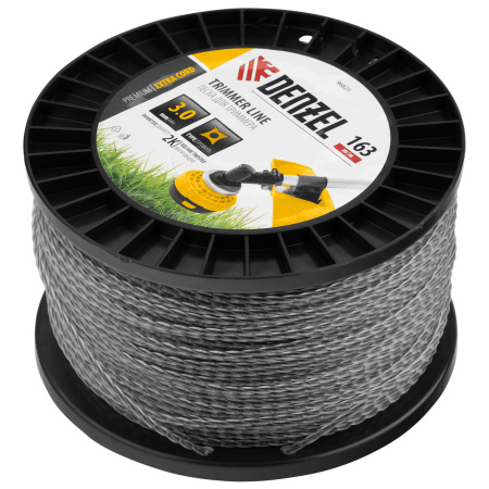 Леска для триммера двухкомпонентная витой квадрат, 3,0мм х 163м, на DIN катушке EXTRA CORD Denzel цена