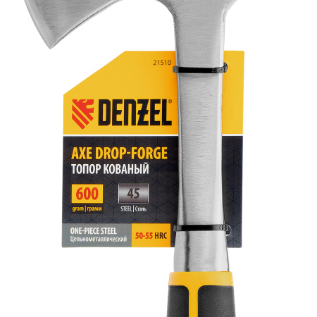 Топор цельнометаллический, 600 г, двухкомпонентная обрезиненная рукоятка, прямой хват Denzel цена