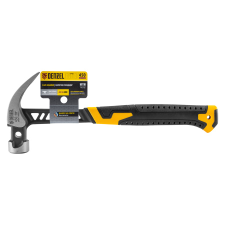 Молоток-гвоздодер 450 г, цельнокованый,боек с магнитом, двухкомп. обрезин. рук-ка Denzel