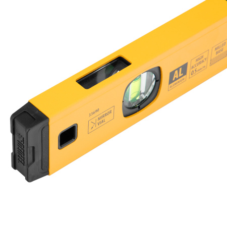 Уровень алюминиевый, магнит., фрезерованный, 3 глазка (1 зеркал.) 0,5 мм/м, 400 мм Denzel цена